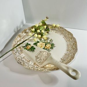 Serving dish set. Georgian China 22KT gold.